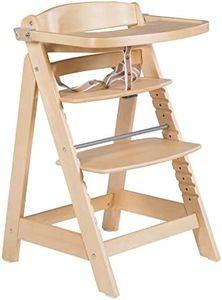 roba Chaise Haute Évolutive en Bois Sit Up Click et Fun + Plateau Repas Détachable - Hauteur Réglable - 6 Mois jusqu'à 70 kg - Naturel