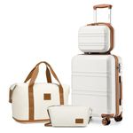 Kono Suitcase Lightweight ABS Hard Shell Carry-Ons Cabin Case 12'' and 20'' Luggage Set with TSA Lock Luggage Sets of 4 Piece Included Duffels Bag & Toiletry Bag for Travel（Cream White）