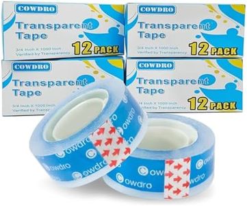 48 Rolls Clear Tape Refills for Dispenser, Easy Tear by Hands, Tape Refill for Wrapping, Office School Home, 0.75 Inch X 1000 Inch, Updated Core