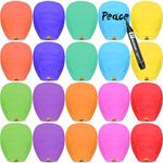 20 Packs Chinese Lantern Multi-Colour, Floating Sky Lanterns, Biodegradable Memorial Fire Resistant Paper Wishing Lanterns to Release in Sky for Parties and Festivals, Flying Fire Lanterns