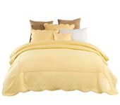 Tache Home Fashion 5 Piece Buttercup Puffs Bedspread Set, Yellow, Queen