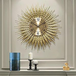 DAYDAYART Modern Large Wall Clock Decorative Metal Mid Century Wall Clocks, Gold Big Silent Non-Ticking Clock, Modern Handmade Home Art Decor for Living Room, Bedroom, Dining Room, 24 Inch