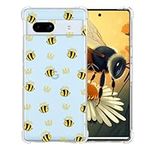 XIMIZU Cute Case for Google Pixel 7A Women, Cartoon Bee Crown Design Soft TPU Anti-fall Shock Absorbing Bumper Cell Phone Cover Kids Girls Phone Cover Case for Google Pixel 7A