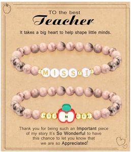 Thank You Teacher Gifts, End of Year Teacher Gifts Teacher Must Have Beaded Miss I Initial Bracelets for Women Math Dance Teacher Gift