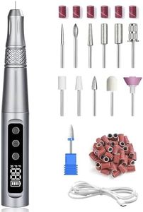 oolong Nail Drill 35000RPM, Rechargeable Cordless Electric Nail File Kit, Professional Portable Manicure and Pedicure Polish Kit with Bits Sanding Bands, Nail File with Twist Lock Salon Quality (Grey)