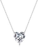 MOOSEA Round Heart Moissanite Silver Necklace for Women, 1ct-4ct D Color VVS1 Clarity Lab Created Diamond Necklace 14K White Gold Vermeil Moissanite Pendant Necklace for Women Jewelry Birthday Gifts,