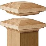 Sasylvia 2 Pcs Wood Newel Post Red Oak Newel Cap Newel Post Cap for Use with 3 Inches Newel Posts