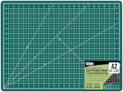 US Art Supply 18 x 24 GREEN/BLACK Professional Self Healing 5-Ply Double Sided Durable Non-Slip PVC Cutting Mat Great for Scrapbooking Quilting Sewing and all Arts & Crafts Projects (Choose Green/Black or Pink/Blue Below)