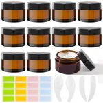 HavaCue 10PCS 30ml Amber Glass Jars,Round Empty Glass Cosmetic Jars with Lids,Brown Glass Jars for Powder,Lotion,Creams,cosmetic,Essential oil