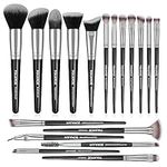 MAANGE 18pcs Makeup Brushes, Premium Synthetic Makeup Brush Set Face Foundation Brushes Powder Blush Concealers Blending Eyeshadow Make up Brushes Set(Sliver)