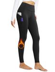 BALEAF Women's Fleece Lined Leggings with 5 Pockets Thermal High Waisted Yoga Pants Running Tights Winter Warm Black XXL