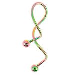 316L Surgical Steel 14 Gauge Twisted Belly Button Ring/Twister/Spiral Navel Dangle Piercing In Mixed Rainbow Colours