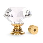 CZC HOME 10 PCS Diamond Crystal Glass Pull Handle Cabinet Knobs Cupboard Drawers Cabinet Dresser Bookcase Wardrobe (30mm, Gold)