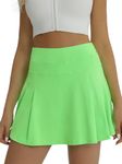 fuinloth Skorts for Women Tennis Skirt Pockets Ladies Golf Activewear Skort Gym Mini Skirts Green L