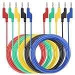 Sumnacon 5Pcs Banana to Banana Plug Test Lead, 4mm Stackable Banana Plug Wire Test Cable Lead for Multimeter, Electrical Test Wire 1000V/15A 9.8 Ft/3M