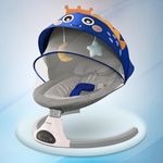 CAREIT Electric Baby Swing Rocker | Cradle with Remote, Bluetooth Music, Adjustable Backrest, 5-Point Harness, Soft Cushion Mosquito Net & Sunshade – Gentle Motion Infant Swing for 0–12 Months (Blue)