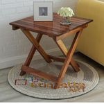 ETIQUETTE ART Patio Folding Coffee Table/Tea Table,Outdoor Wooden Square Portable End Table/Picnic Table for Camping & Dining/Balcony and Garden Bistro Side Table (Light Walnut)