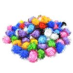 Andiker Cat Sparkle Balls, 1.77 Inches Colorful Cat Balls Chew and Chase Cat Pom Poms Balls Lightweight Cat Toys for Indoor Cats to Keep Fit and Active (100 pcs)