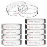 stonylab 10pk Glass Petri Dishes, 100x20 mm Autoclavable Borosilicate Glass Cell Culture Dishes Petri Dishes with Clear Lid for Laboratory