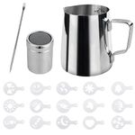 SZXMDKH Milk Frothing Jug 350ml (12oz ) Stainless Steel Milk Pitcher Cup Barista Milk Jug and Latte Decorating Art Pen for Making Coffee Cappuccino Frothing Milk Coffee Machine, Silver