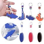 Forreen Floating Keyring, 6 Pieces Floating Keychain Portable Oval Dolphin Shark Anchor Shaped EVA Foam Lightweight Floating Key Chain for Surfing Swimming Diving Fishing Sailing