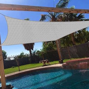 Windscreen4less 12' x 14' Sun Shade Sail Rectangle Canopy in Light Grey with Commercial Grade (3 Year Warranty) Customized Size Included Free 3 Pad Eyes