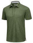 TACVASEN Sports Polo Shirts for Men Moisture-Wicking Lightweight Quick Dry Pullover Polo Shirts Collared Short Sleeve Golf Shirts for Men Army Green