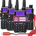 Mirkit 4X Baofeng UV-5R MK4 8W Max Power 2024 Ham Radios VHF/UHF 144-148/420-450 mhz Two Way Radio with Lanyards, FTDI Baofeng Programming Cable Chirp Friendly for Walkie Talkie