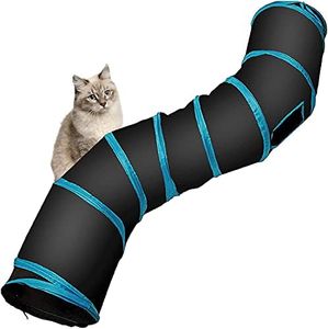 Collapsible Cat Tunnel, 120cm Cat Tube Kitty Tunnel, Cat Pet Tunnel Toys Cat Toys Interactive Pet Indoor Supplies with Ball Black