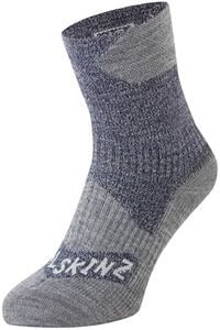 SEALSKINZ Unisex Waterproof All Weather Ankle Length Sock, Navy Blue/Grey Marl, Large