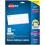 Avery Address Labels with Sure Feed for Inkjet Printers, 0.5" x 1.75", 800 Labels, Permanent Adhesive (18167), White