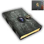 Urban Leather Lapis 3 Moon Black Book of Shadows Grimoire Journal with Deckle Old Styled Parchment Paper for Men Women to Write in, Wicca Wiccan Supplies Witchcraft Prop DND Journal