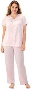 Vanity Fair Women's Plus Size Coloratura Sleepwear Short Sleeve Pajama Set 90807, Pink Champagne, 1X-Large