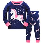 Girls Chirstmas Unicorn Pajamas Sleepwears 2pcs Long Sleeves Tops Pjs Nightwear + Pants Sets for Toddler Kid Size 5-6 Years 6T