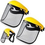 Amylove Safety Face Shield with Mesh Face Shield for Grinding Safety Mask Full Face Chainsaw Helmet Hat for Chainsaw Trimmer Pole Pruner Gardening Weed Wacker Protection (Yellow, 2 Pcs)