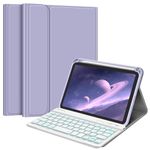 Fintie Keyboard Case for iPad Mini 6 2021 (8.3 Inch), Soft TPU Back Cover with Pencil Holder & Magnetically Detachable Wireless Bluetooth Keyboard for iPad Mini 6th Generation, Backlight (Lilac Purple)