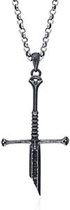 LOTR Necklace Lord of the Rings Necklace Lord of the Ring Ring Necklace the Ring of Power Jewelry Narsil Necklace Broken Sword Necklace for Men Boys, Zinc, No Gemstone