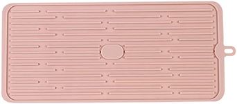 NILKANTH® Dish Drying Mat,Large Silicone Drying Mat,Silicone Kitchen Countertop Drying Mat for Pots, Pans, Glassware, Silverware, 17.3" 7.9" 0.2" (Pink)