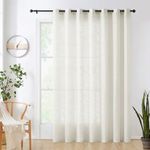 FMFUNCTEX Sheer Curtain Natural Linen Sliding Patio Door Curtain 84 Inches Long 1 Panel for Living Room Extra Wide Glass Door Curtain Room Divider Drape Bedroom Semi Sheer Grommet Top Window Treatment