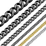 Black Mens Chain Boys Curb Cuban Link Stainless Steel Necklace 9mm 22 inch