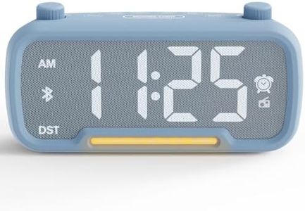 Bluetooth Alarm Clock - Alarm Clocks for Bedrooms with Radio：FM Radio Clock Dimmable USB-A USB-C Ports Night Light Backup Battery DST Aesthetic Alarm Clock for Bedroom Beside Nightstand