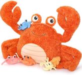 MorisMos 5 Pcs Crab Plush Stuffed Animal, Large Mommy Crab with 4 Babies, 32" Ocean Stuffed Plushies Gift for Girls Boys