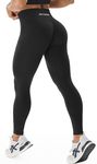 JOYSPELS Butt Lifting Workout Leggings for Women Seamless Scrunch Yoga Pants Tummy Control Gym Fitness, Black, XS