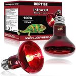 LUCKY HERP Infrared Heat Lamp 100W 2 Pack，Reptile & Amphibian Basking Spot Light Bulbs, Red Heat Lamp Bulbs for Reptiles, Bearded Dragon, Turtle, Lizard, Snake, Chicken