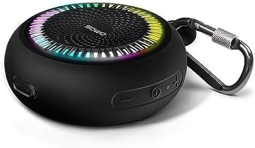 Bluetooth Shower Speaker Waterproof | Small Portable Bluetooth Speaker Wireless with Clip | Powerful Bass and Louder Volume | Colorful Lights and Lightweight | with TWS Pairing | Black