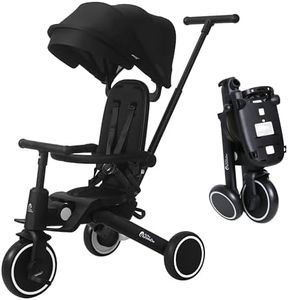 Xplor Kids Trike Foldable Compact Portable Tricycle Toddler With Parent Handles 8 in 1 Design Ages 10m - 5y | For Your Little One | (Xplor, Black)