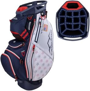 Sun Mountain 2025 C-130 14 Way Golf Bag with Full-Length Dividers and 11 Pockets for Ultimate Convenience - Lightweight Golf Cart Bag with Cart Strap Pass-Through Ideal for Golf Carts - Navy White Red