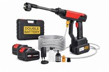 Qlect (Double Battery) Cordless Portable Wireless Pressure Washer Gun 48V 15000mAh High Pressure Water Gun for Car Wash and Bike Cleaning with Adjustable Nozzle and 5M Hose Pipe