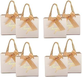 TKSBAG White Gift Bags, 50 Pack Small Thank You Gift Bags with Handles, 5.5''x 2.5''x4.7'' Mini Gift Paper Bags Bulk for Baby Shower, Birthday, Wedding, Party Favors