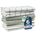 Kitchen Towels Set - Pack of 6 Cotton Dish Towels for Drying Dishes, 18”x 28”, Kitchen Hand Towels, Absorbent Tea Towels, Premium Dish Towels for Kitchen, Quick Drying Kitchen Towel Set - Olive